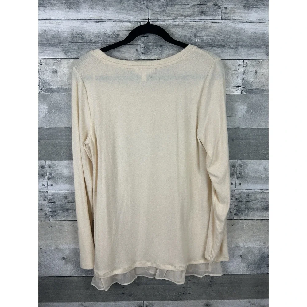 LC Lauren Conrad Women's Medium Light Long Sleeve Cream Sweater